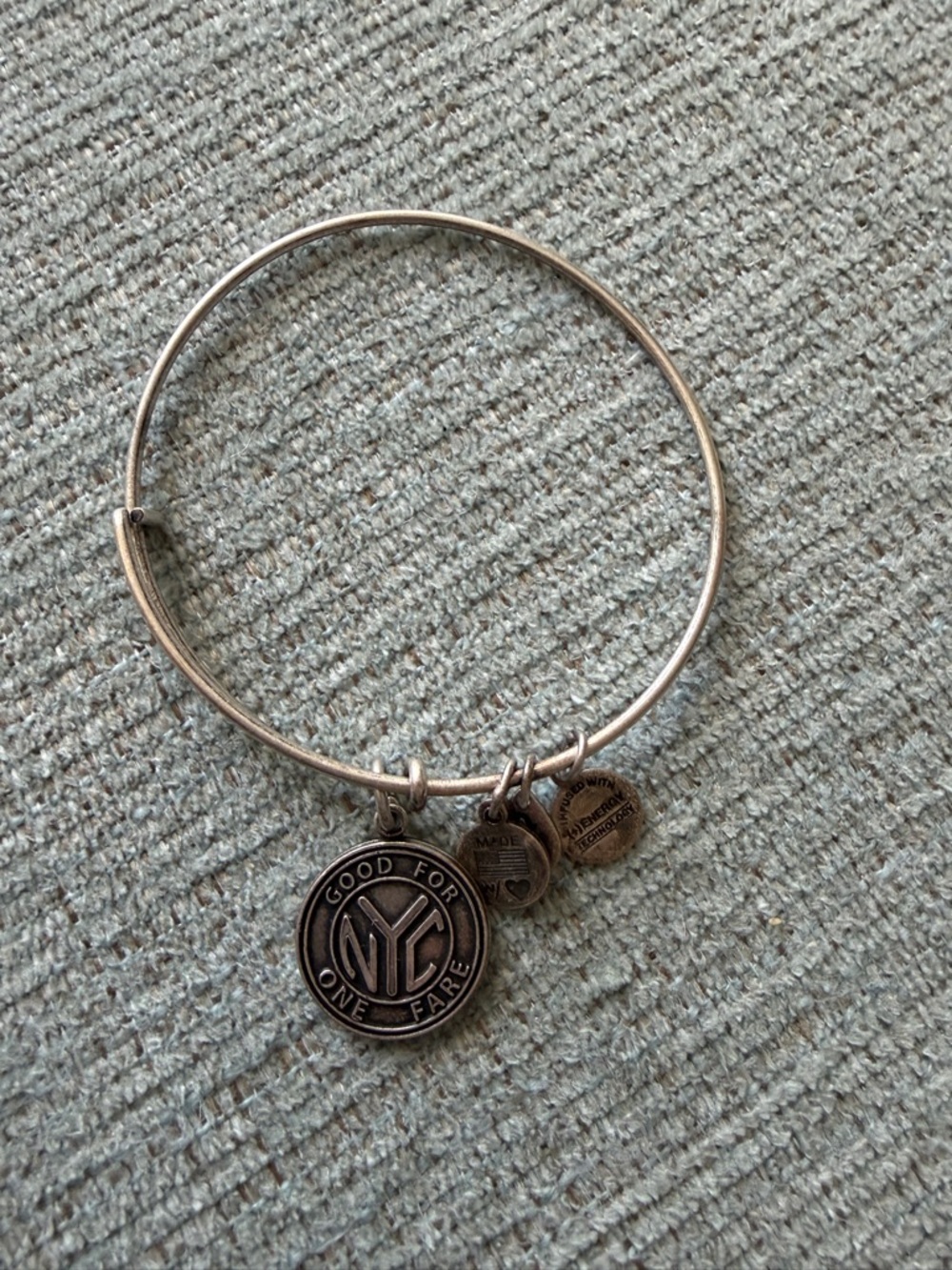 Alex & Ani Silver-Tone NYC Token Bangle Bracelet